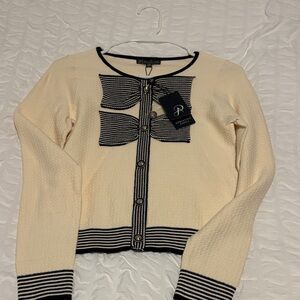 Adrianna Papell Cream and Black Cardigan
